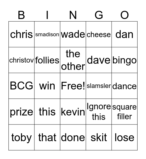 Follies Bingo Card