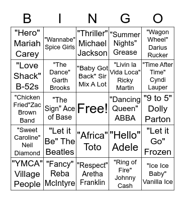 Musical Bingo! Bingo Card