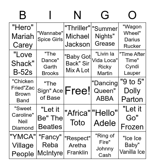 Musical Bingo! Bingo Card