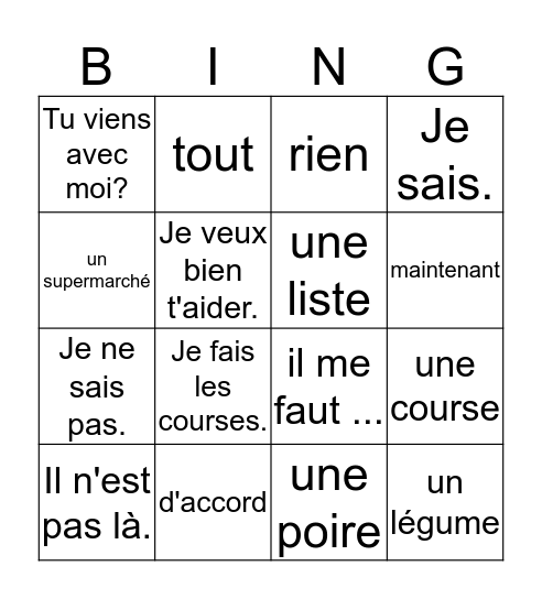 Bingo contact 9 Bingo Card