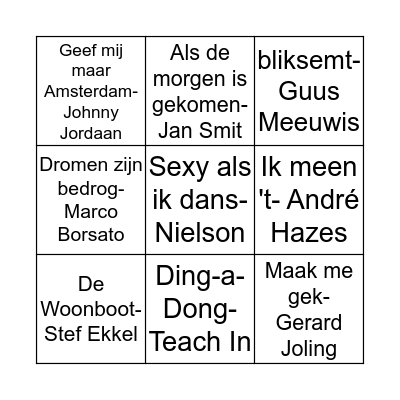 SWINGO Bingo Card