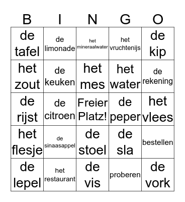Wortschatz D & J Bingo Card