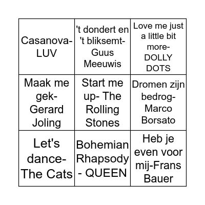 SWINGO Bingo Card