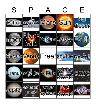 SPACE BINGO Card