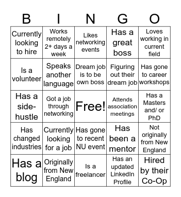 Grow Your Network Ice Breaker Bingo Card