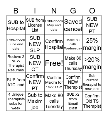 Recruitment Bingo Card