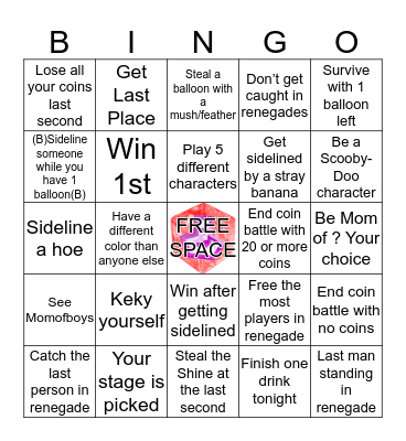 Mario Kart Bingo Battle Bingo Card