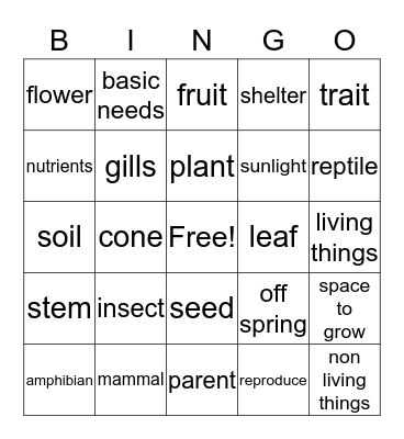 Life Science  Bingo Card