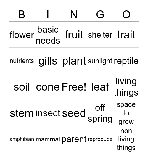 Life Science  Bingo Card