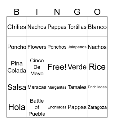 Taco 'Bout It Bingo Card