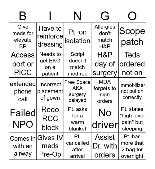 Nurse BINGO  Bingo Card
