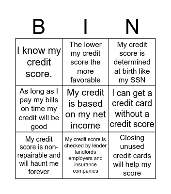 Family Financial Literacy Bingo Card