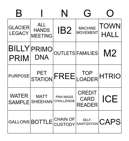 PRIMO BINGO Card