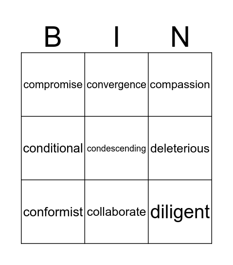 SAT Vocab 3 Bingo Card