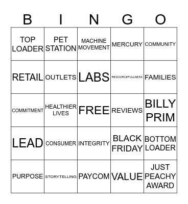 PRIMO BINGO Card