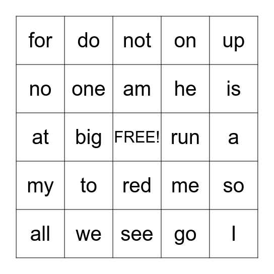 Sight Word Bingo LIst #4 - 6 Bingo Card