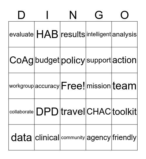 DPD Dingo Bingo Card
