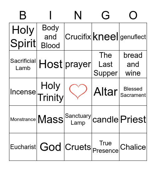 First Communion Bingo Card