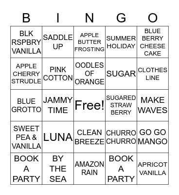 SCENTSY BINGO Card