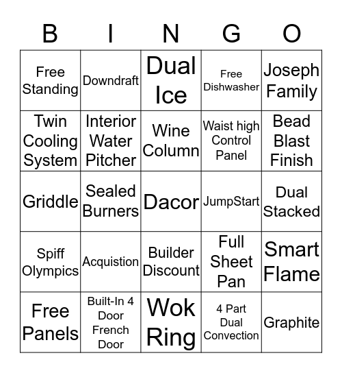 Dacor Bingo Card