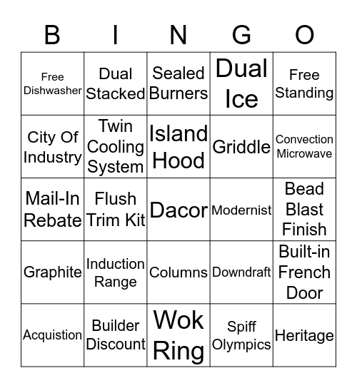 Dacor Bingo Card