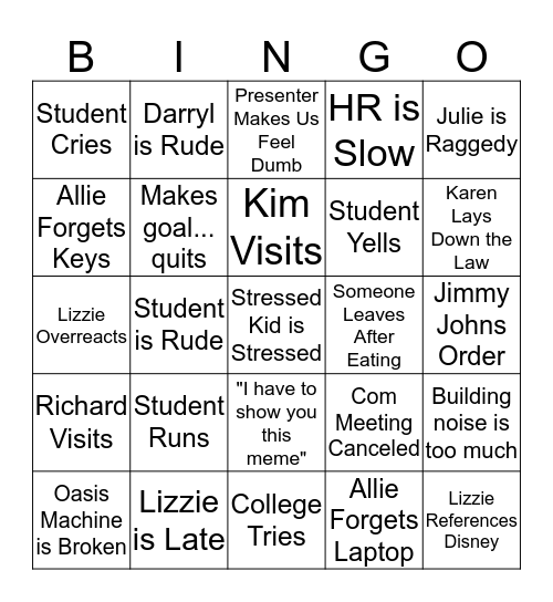 YEET Bingo Card