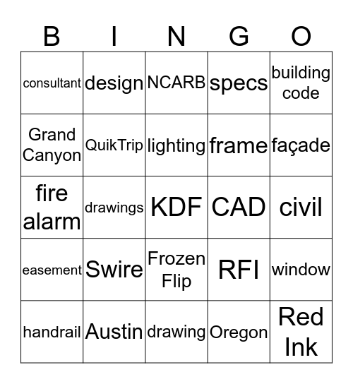 Architecture Bingo Card