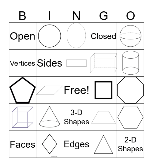 2-D and 3-D Shapes Bingo Card