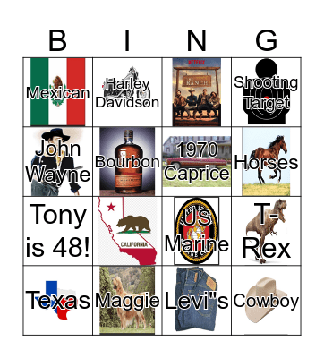 Tony's Loteria  Bingo Card