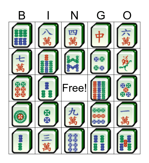 Mahjong Bingo Card
