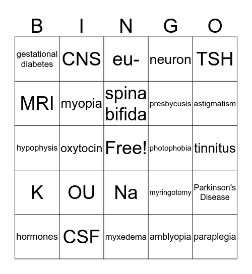 BINGO CH 9, 10, 19 Bingo Card