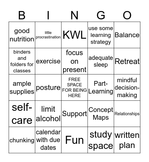 GET ORGANIZED BINGO Card