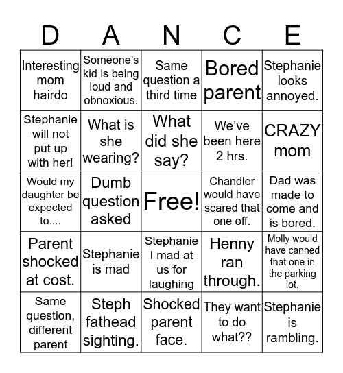 Team info meeting Bingo Card