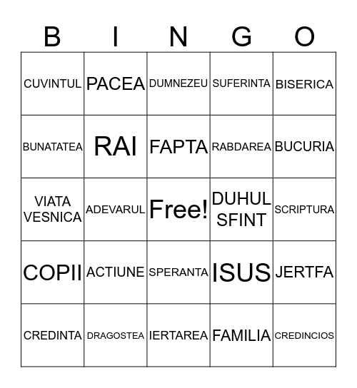 CREDINTA IN ACTIUNE Bingo Card