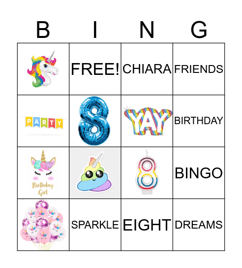 UNICORN Bingo Card