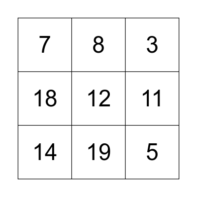 Number Bingo Card