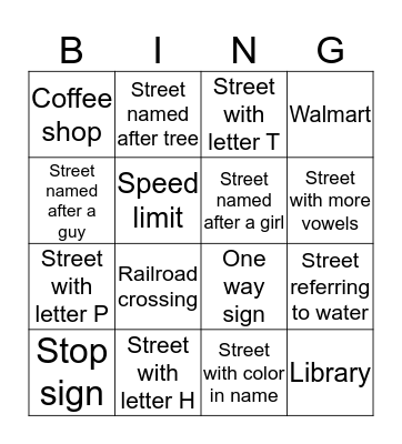 Sign board  Bingo Card