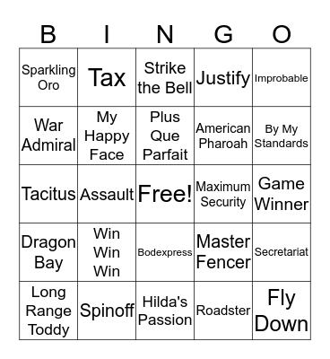 Derby Bingo Card