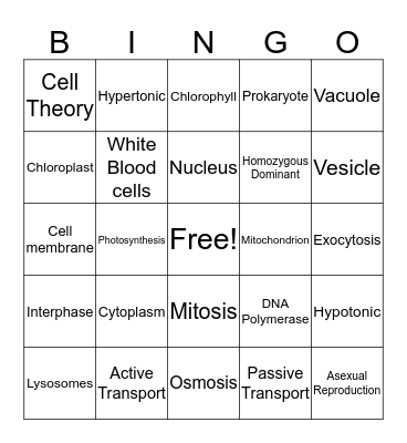 General Cellular Bingo  Bingo Card