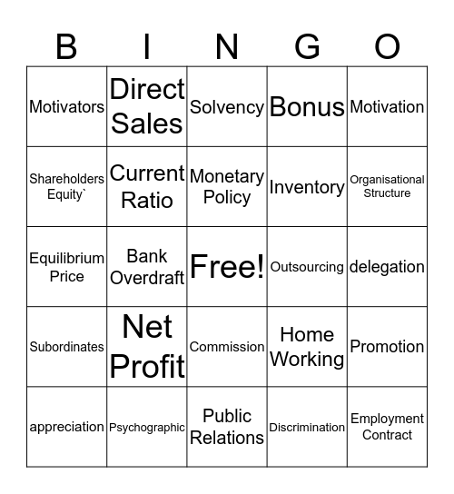 Bingo Biz Bingo Card