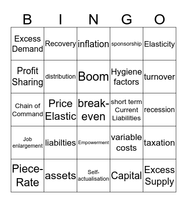 Bingo Biz 3 Bingo Card