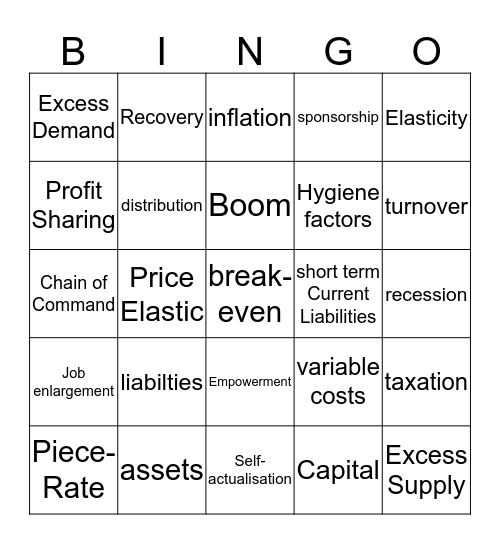 Bingo Biz 3 Bingo Card