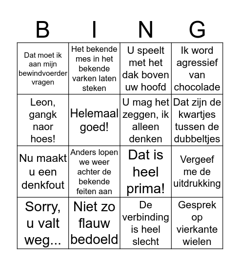 Ad Bogaarts BINGO Card