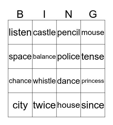 /s/ phoneme bingo Card