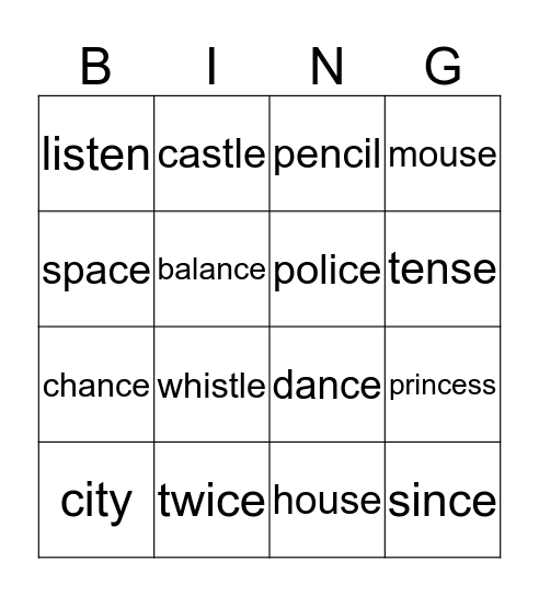 /s/ phoneme bingo Card