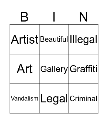 Graffiti Bingo Card