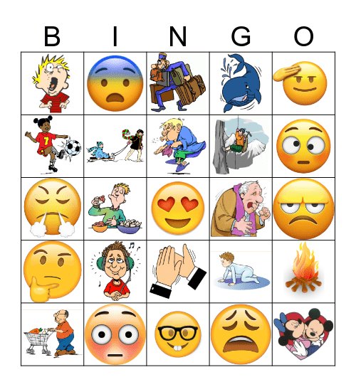 Actions & Emotions Bingo Card