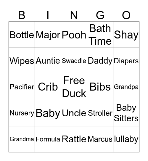 Duck Bingo Card