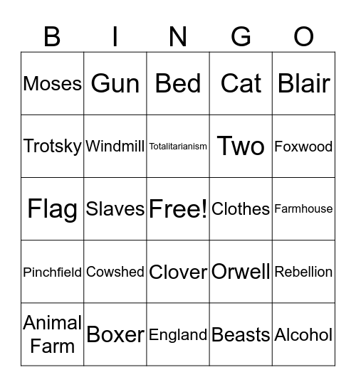 ANIMAL FARM Bingo Card