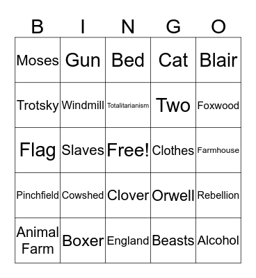 ANIMAL FARM Bingo Card